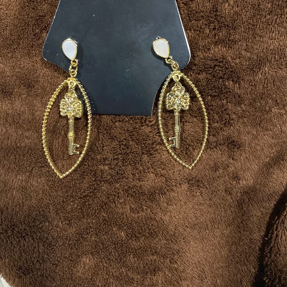 CN Engraved Key Earrings